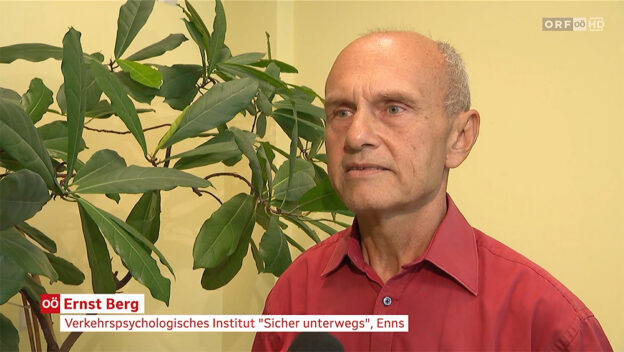 Sicher unterwegs-Verkehrspsychologe Ernst Berg ORF OÖ Interview zu Alkolenker